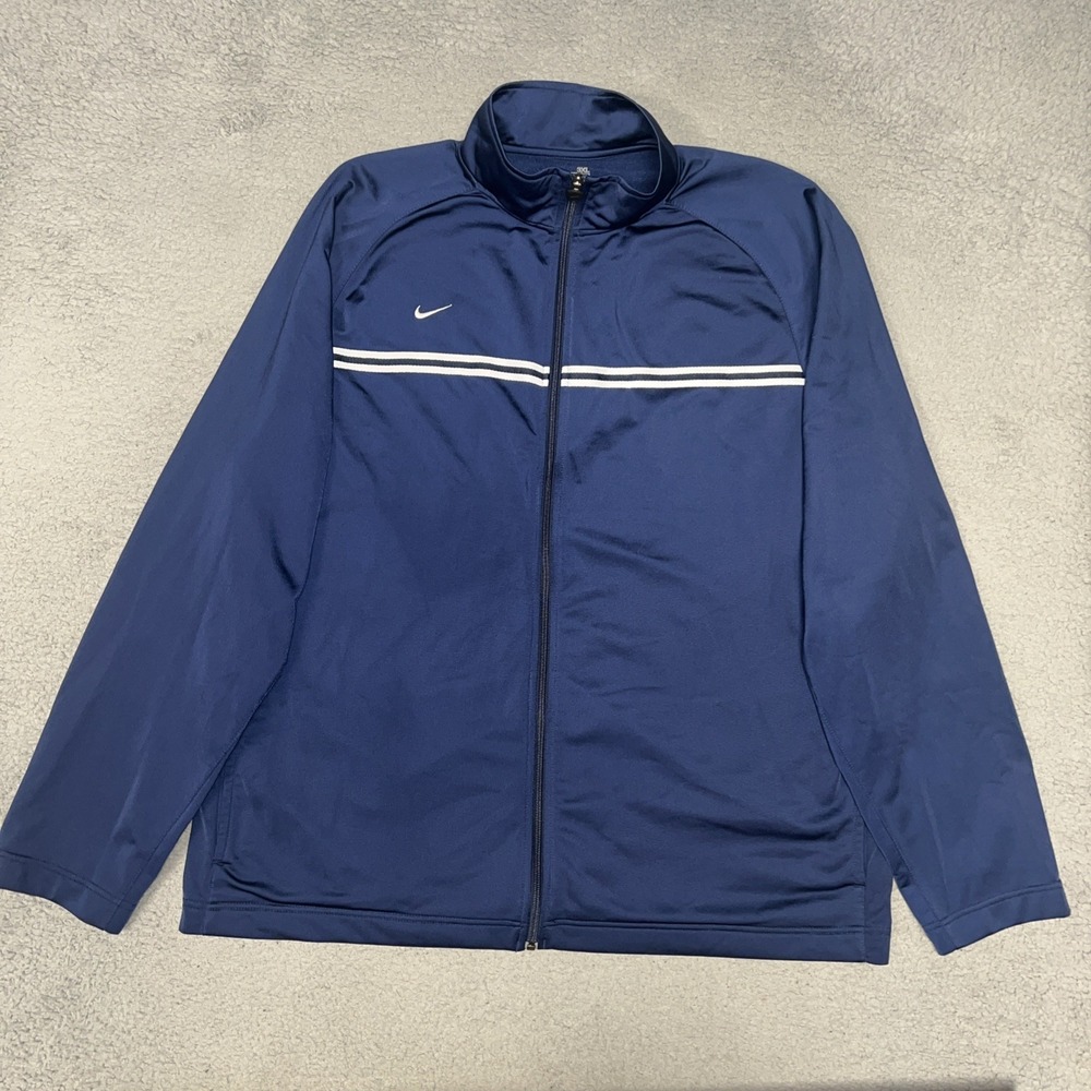 VTG Nike Team Track Jacket Men's Sz 3XL XXXL Black Full Zip Mock Neck Athletic